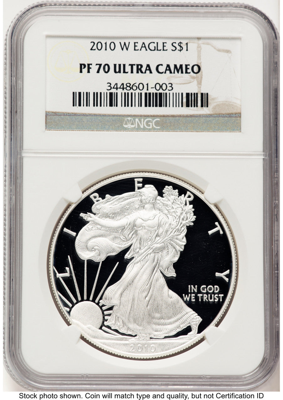 2010-W Proof Silver Eagle 1 oz Brown Label NGC PF70