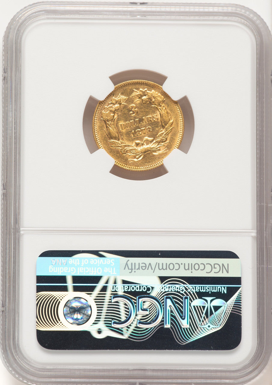 1878 $3 Three Dollar Gold Pieces NGC AU58 (780258025)