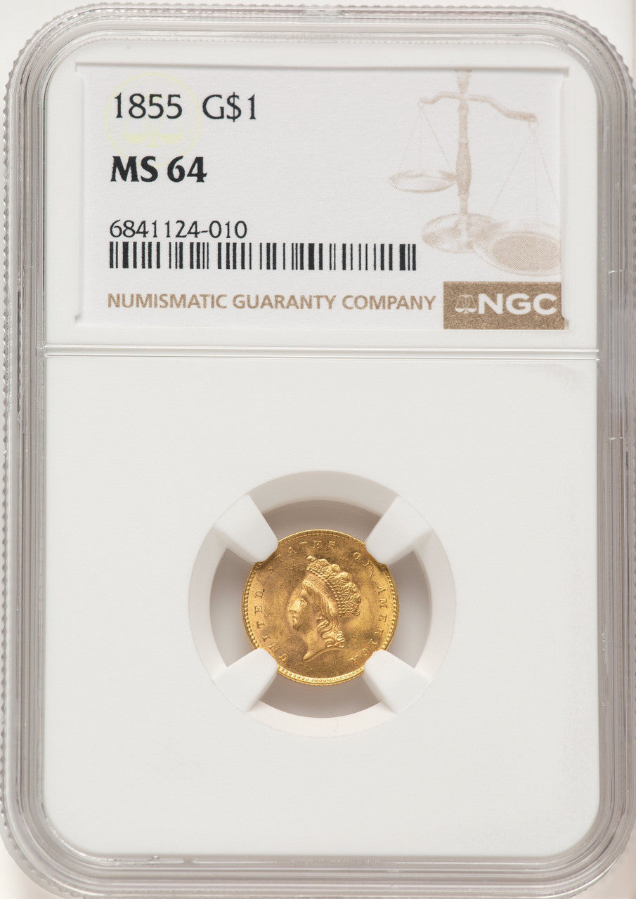 1855 G$1 Type Two Gold Dollar NGC MS64 (780269012)