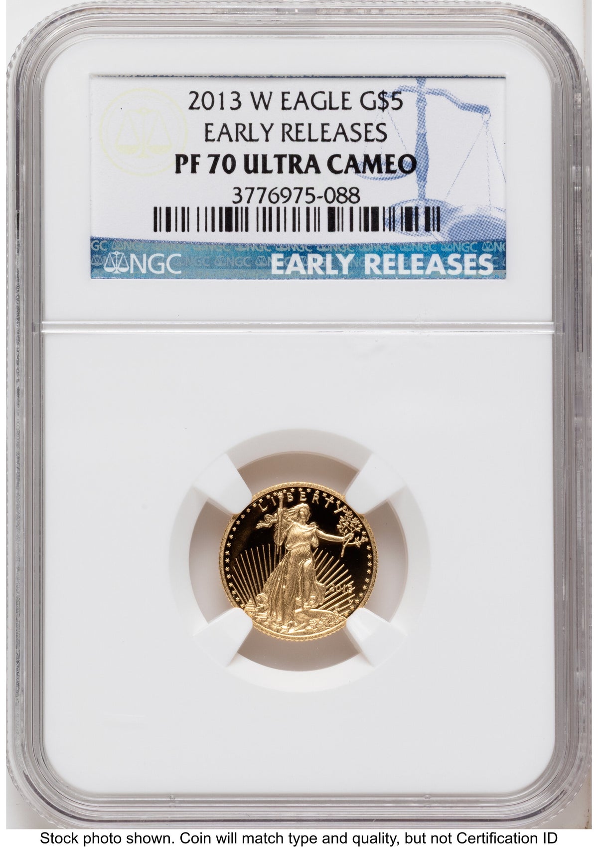 2013-W Proof Gold Eagle 1/10 oz ER Blue NGC PF70