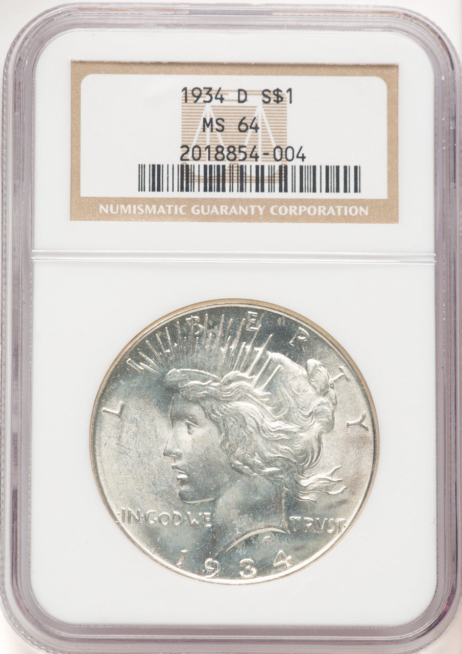 1934-D Peace Dollar NGC MS64 (780308008)