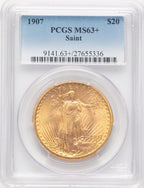 1907 $20 Saint Saint-Gaudens Double Eagle PCGS MS63+