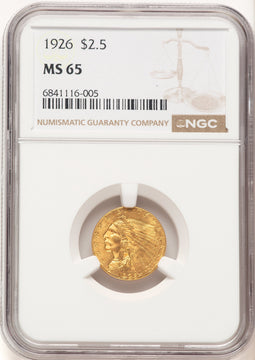 1926 $2.50 Indian Quarter Eagle NGC MS65 (780317003)