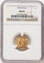 1925-D $2.50 Indian Quarter Eagle NGC MS65 (780317004)