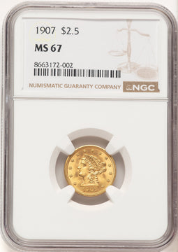 1907 $2.50 Liberty Quarter Eagle NGC MS67 (780365020)