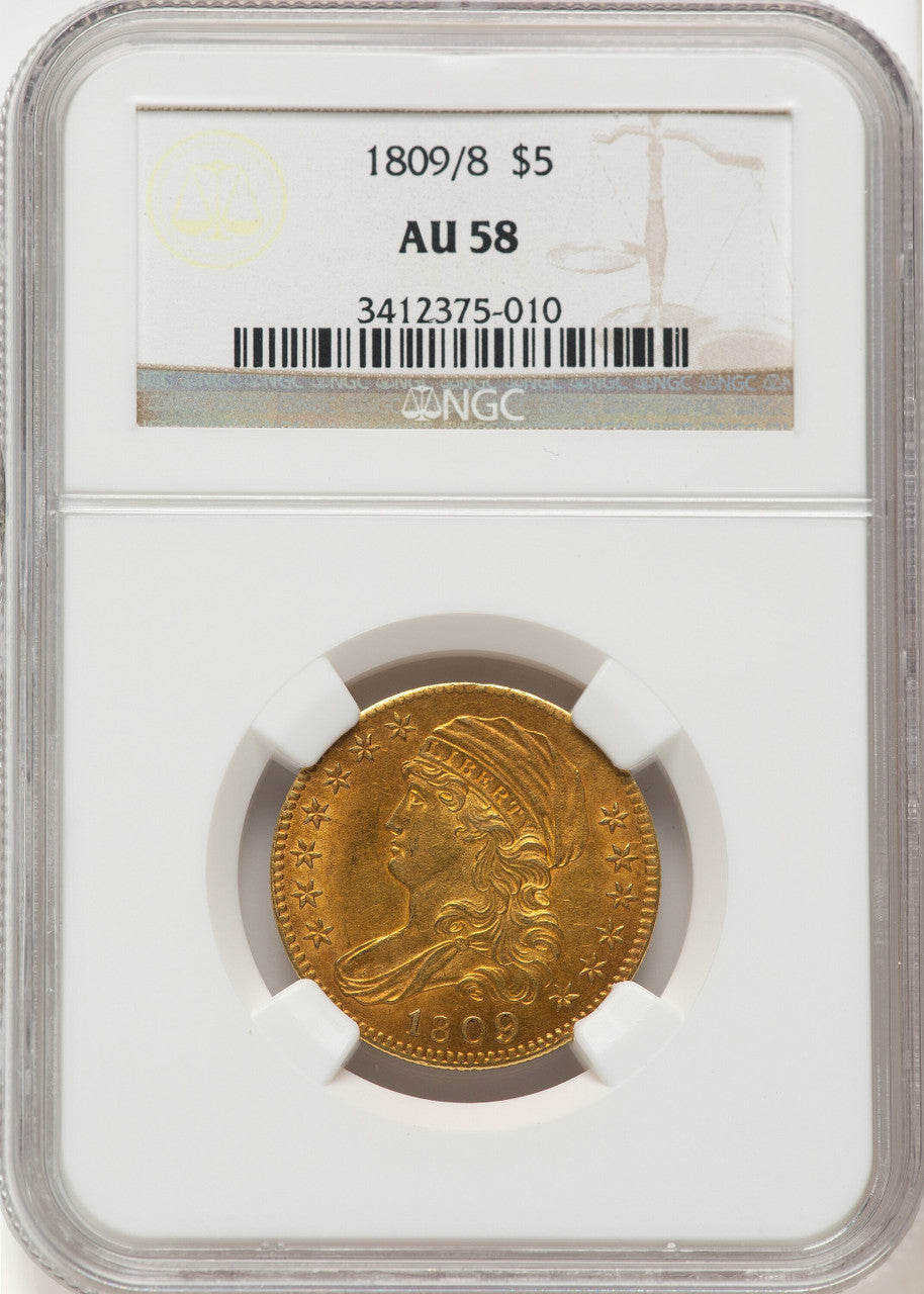 1809/8 $5 BD-1 Early Half Eagle NGC AU58