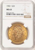 1902 $20 Liberty Double Eagle NGC MS63