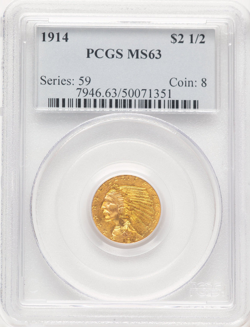 1914 $2.50 Indian Quarter Eagle PCGS MS63 (780368060)