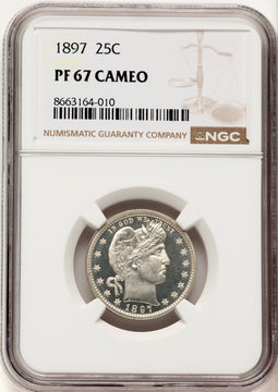 1897 25C CA Proof Barber Quarter NGC PR67