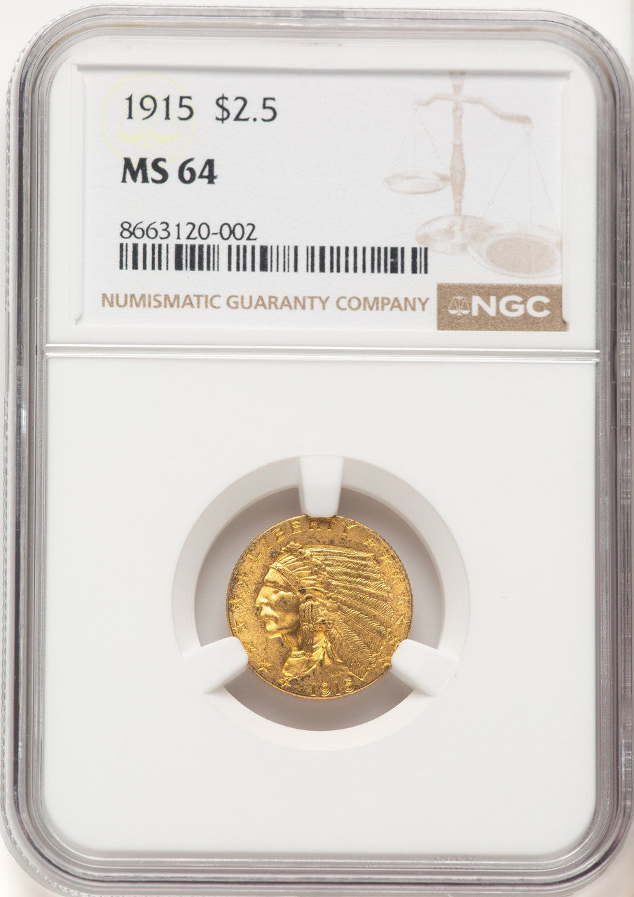 1915 $2.50 Indian Quarter Eagle NGC MS64 (780376011)