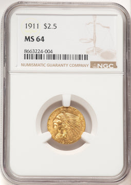 1911 $2.50 Indian Quarter Eagle NGC MS64 (780378006)