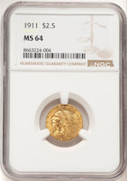 1911 $2.50 Indian Quarter Eagle NGC MS64 (780378006)