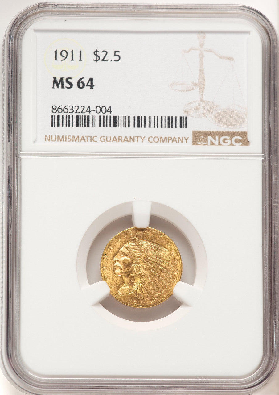 1911 $2.50 Indian Quarter Eagle NGC MS64 (780378006)