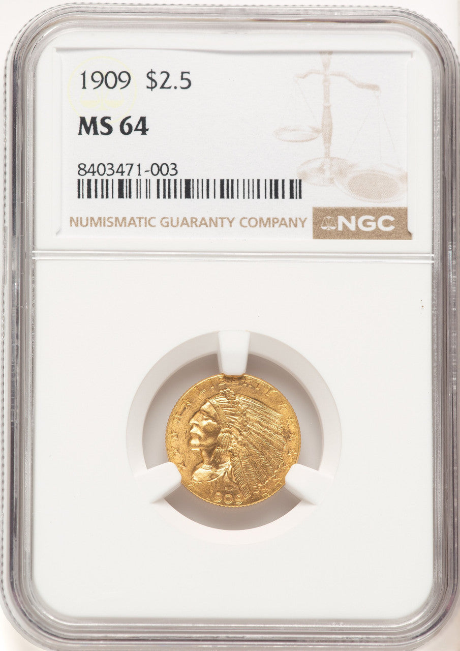 1909 $2.50 Indian Quarter Eagle NGC MS64 (780384008)