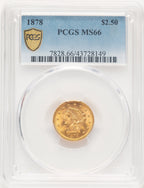 1878 $2.50 Liberty Quarter Eagle PCGS MS66