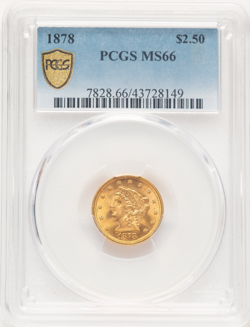 1878 $2.50 Liberty Quarter Eagle PCGS MS66