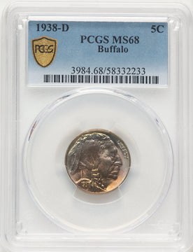 1938-D 5C Buffalo Buffalo Nickel PCGS MS68