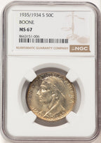 1935/34-S 50C Boone Commemorative Silver NGC MS67 (780390020)