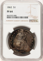 1862 Proof Seated Dollar NGC PR64