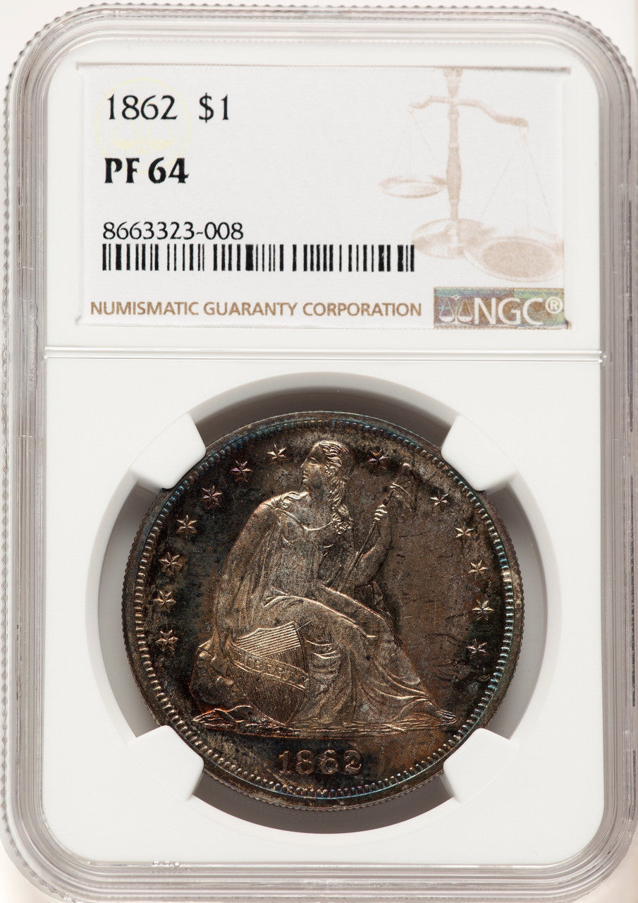 1862 Proof Seated Dollar NGC PR64