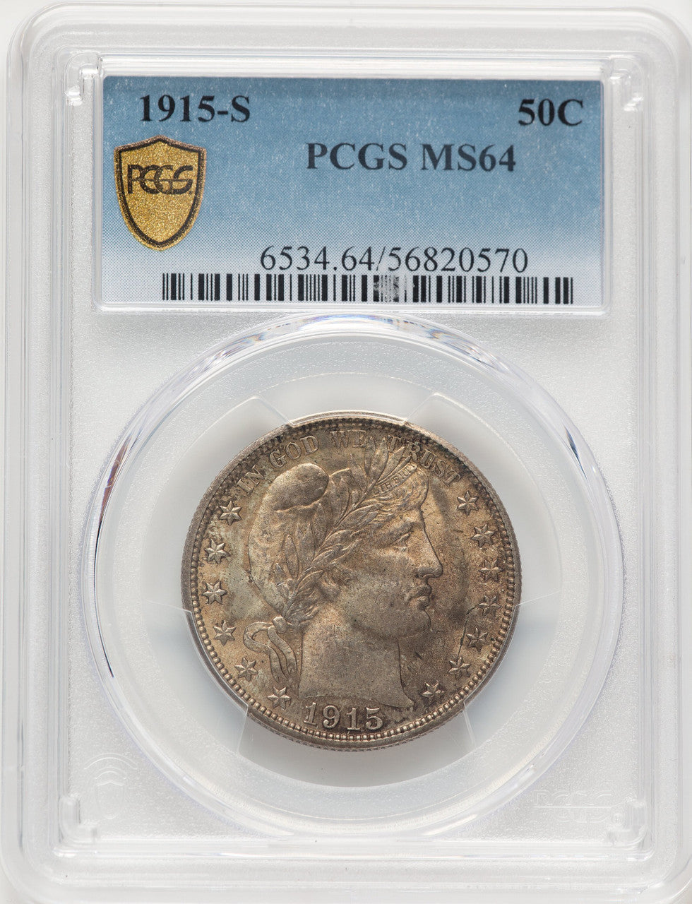 1915-S 50C Barber Half Dollar PCGS MS64