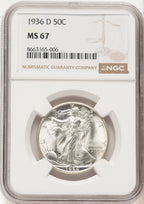 1936-D 50C Walking Liberty Half Dollar NGC MS67 (780390048)