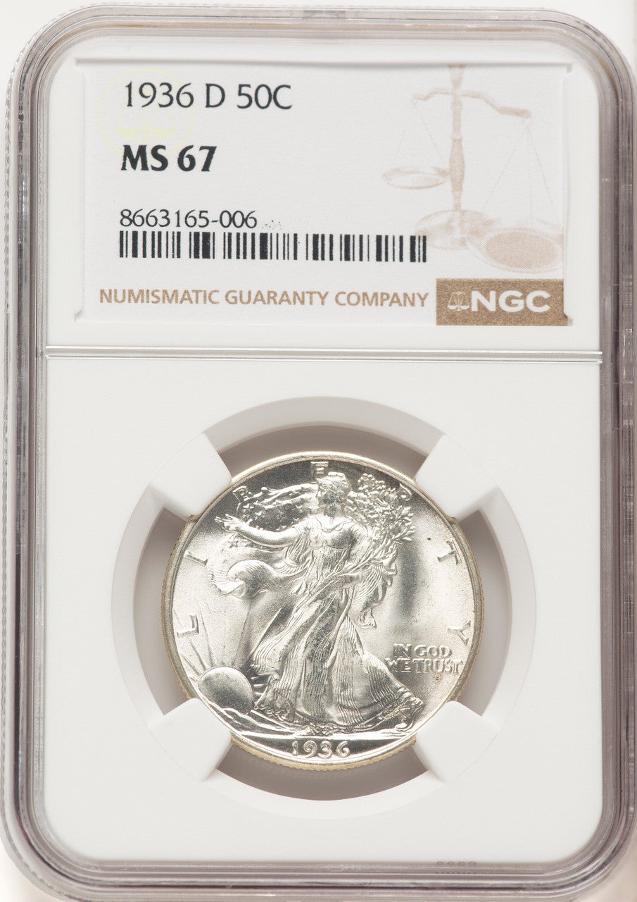 1936-D 50C Walking Liberty Half Dollar NGC MS67 (780390048)