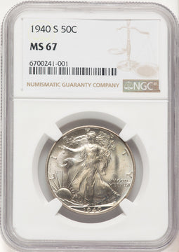 1940-S 50C Walking Liberty Half Dollar NGC MS67 (780394015)