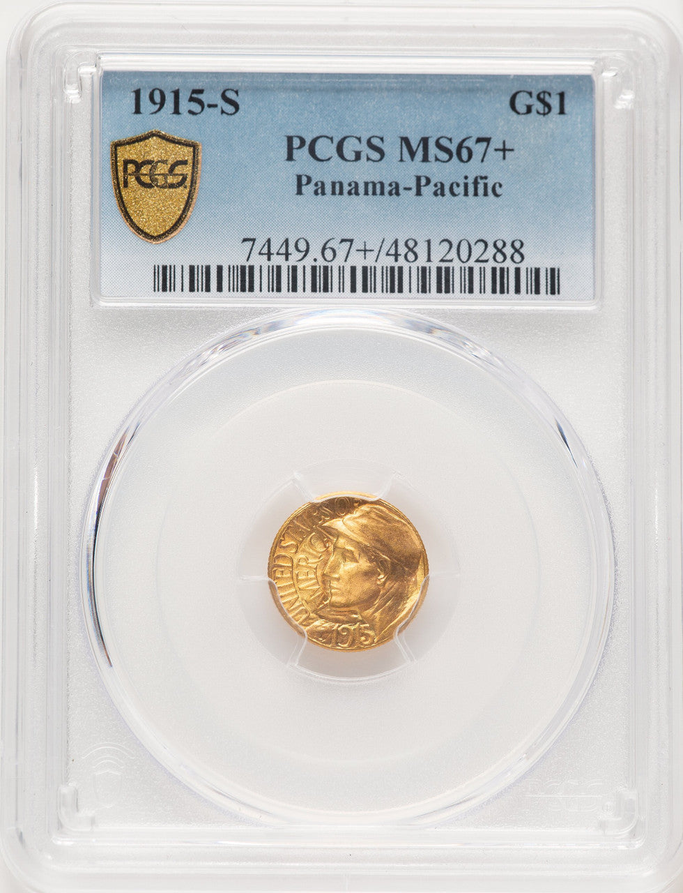 1915-S G$1 PAN-PAC Gold Dollar Commemorative Gold PCGS MS67+