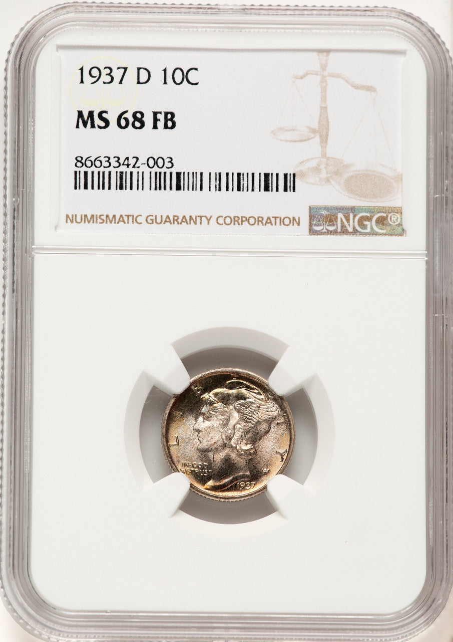 1937-D 10C FB Mercury Dime NGC MS68 (780399001)