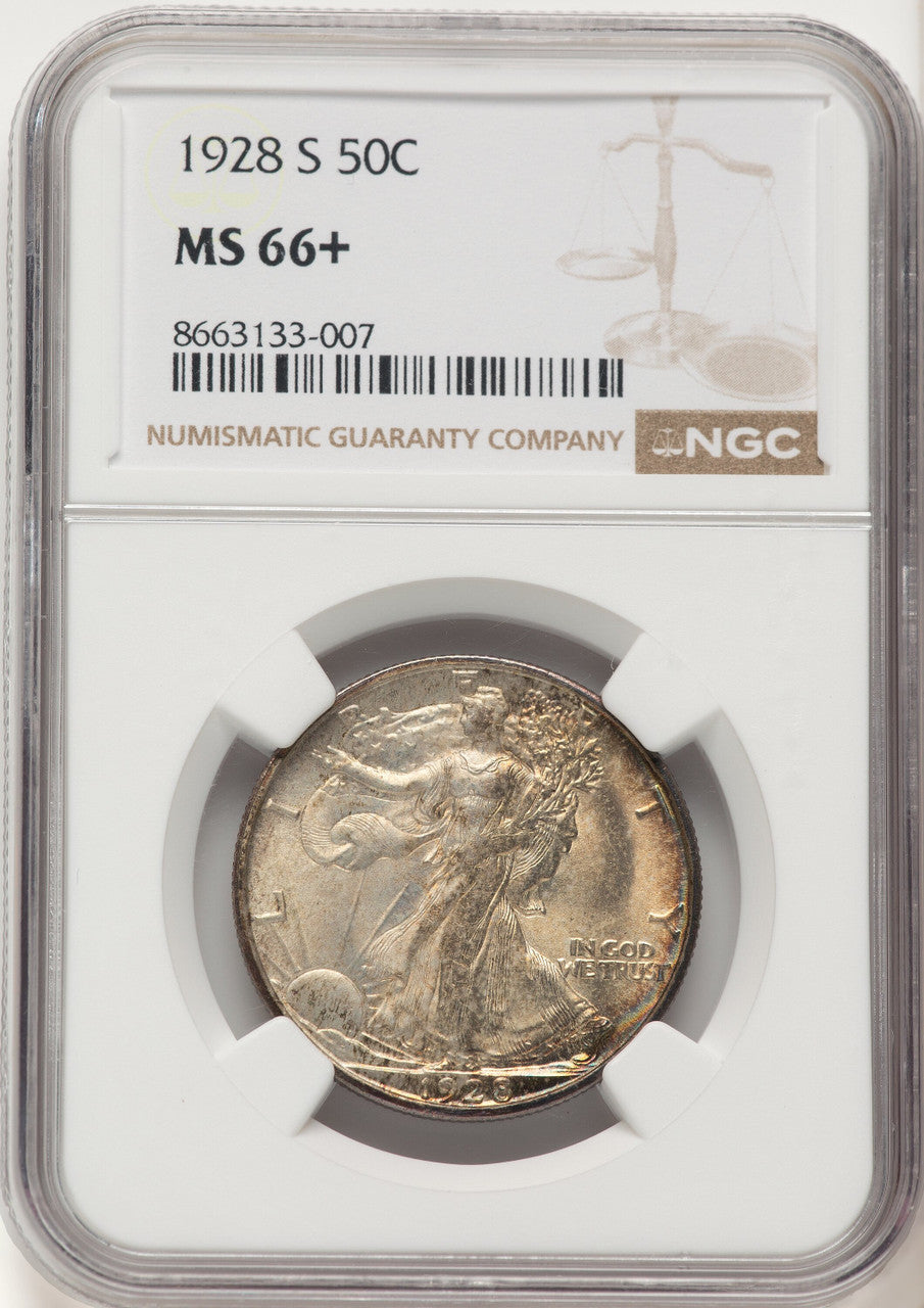 1928-S 50C Walking Liberty Half Dollar NGC MS66+