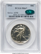 1941 50C CAC Proof Walking Liberty Half Dollar PCGS PR67