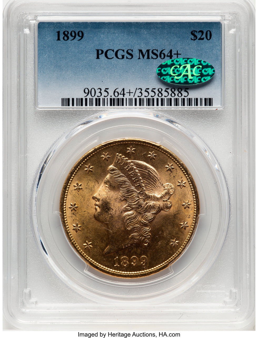 1899 $20 CAC Liberty Double Eagle PCGS MS64+ (780411016)