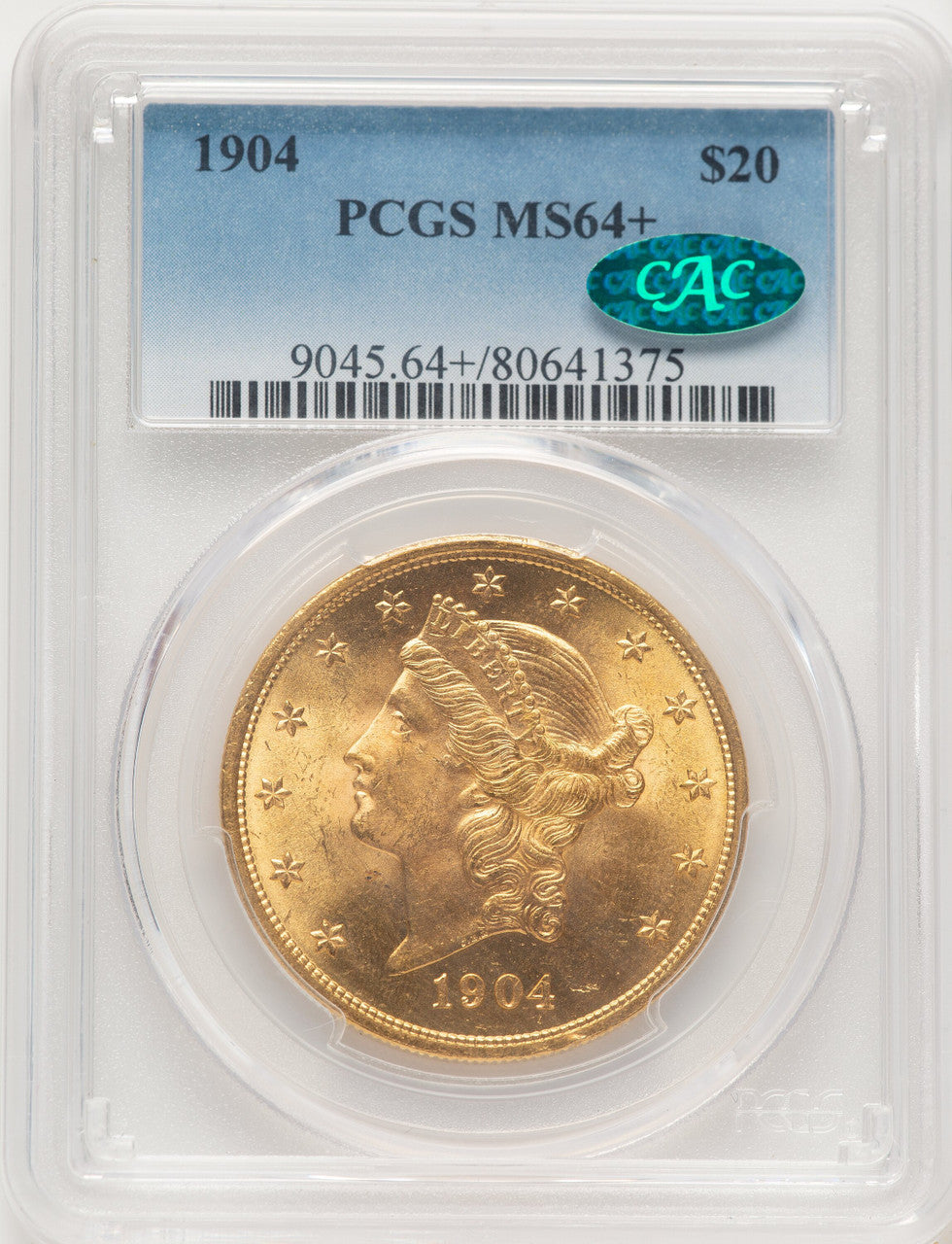 1904 $20 Liberty CAC Liberty Double Eagle PCGS MS64+
