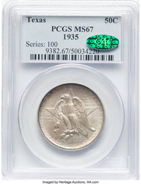 1935 50C Texas CAC Commemorative Silver PCGS MS67 (780411041)