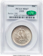 1935 50C Texas CAC Commemorative Silver PCGS MS67 (780411041)
