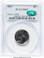 1937 5C CAC Proof Buffalo Nickel PCGS PR67