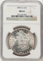 1885-CC Morgan Dollar NGC MS63 (780417006)