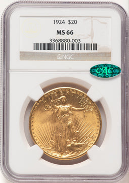 1924 $20 Saint CAC Saint-Gaudens Double Eagle NGC MS66 (780419007)