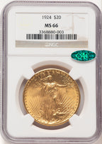 1924 $20 Saint CAC Saint-Gaudens Double Eagle NGC MS66 (780419007)
