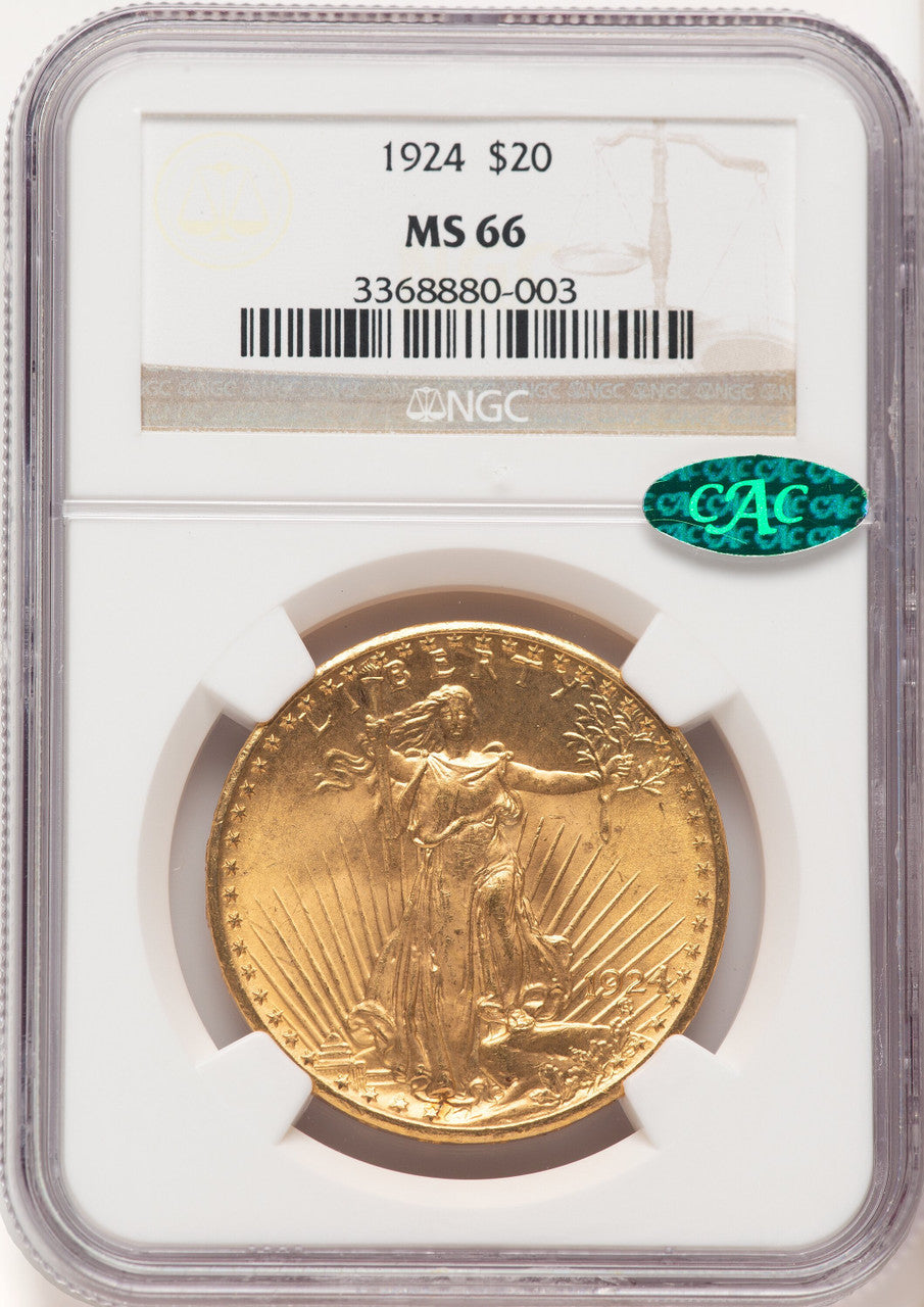 1924 $20 Saint CAC Saint-Gaudens Double Eagle NGC MS66 (780419007)