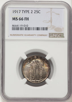 1917 25C Type Two FH Standing Liberty Quarter NGC MS66