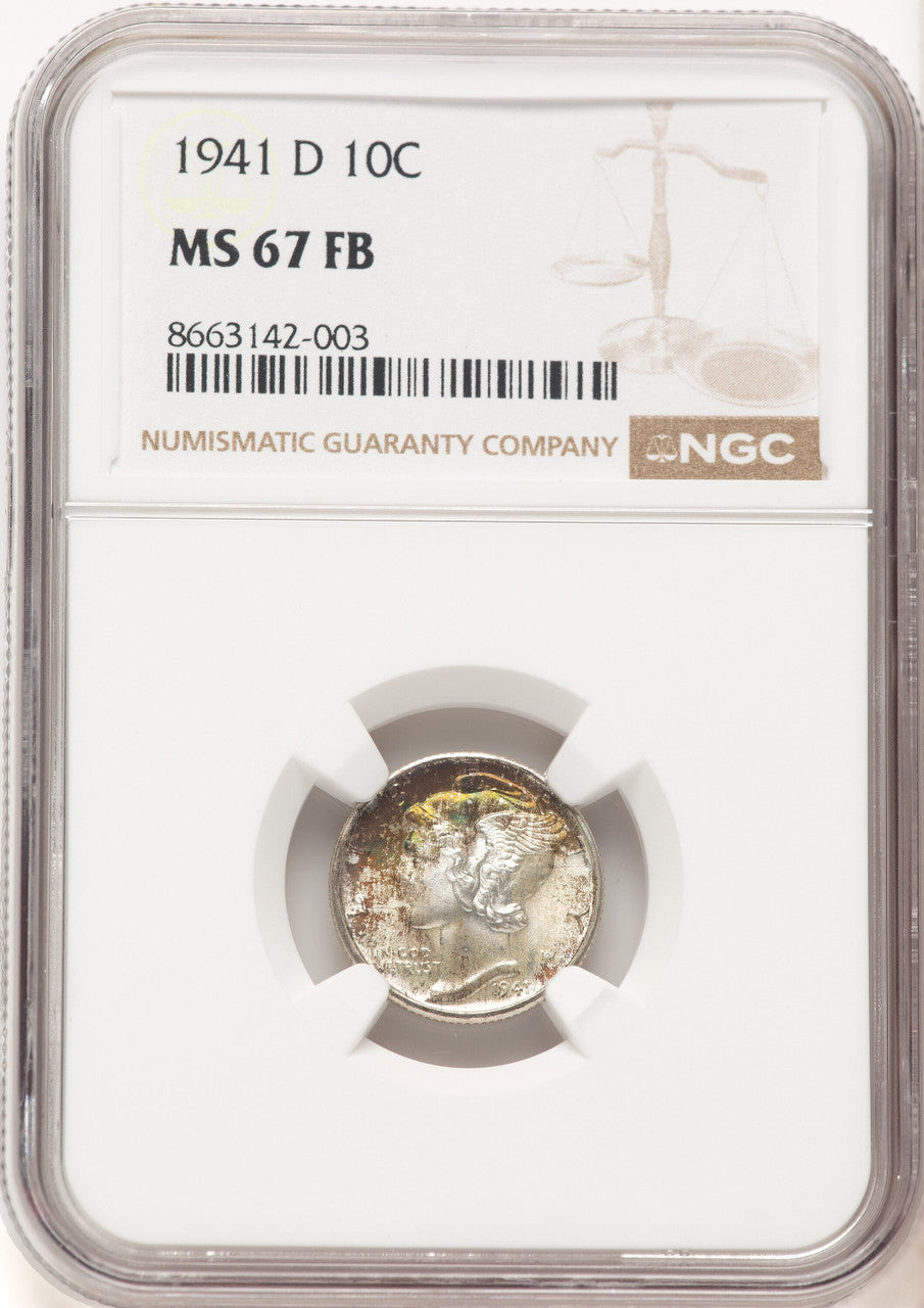 1941-D 10C FB Mercury Dime NGC MS67