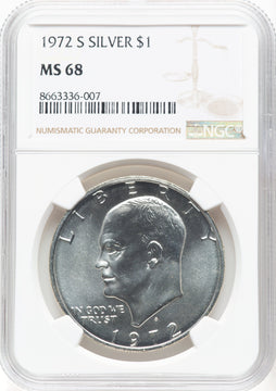 1972-S SILVER Eisenhower Dollar NGC MS68