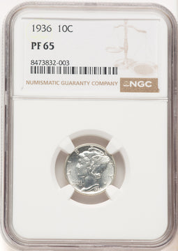 1936 10C Proof Mercury Dime NGC PR65