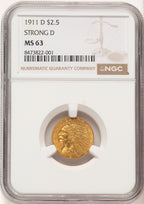 1911-D $2.50 Indian Quarter Eagle NGC MS63 (780458011)