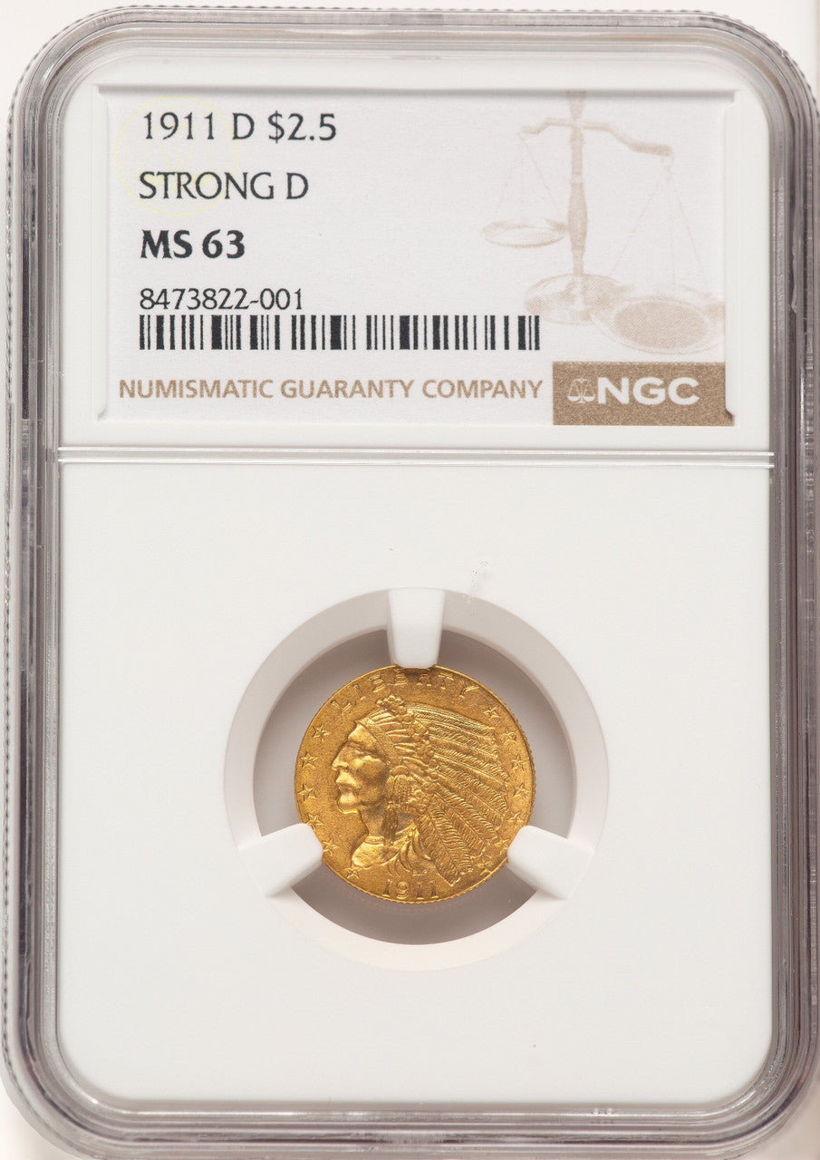 1911-D $2.50 Indian Quarter Eagle NGC MS63 (780458011)