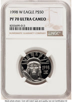 1998-W Proof Platinum Eagle 1/2 oz Brown Label NGC PF70
