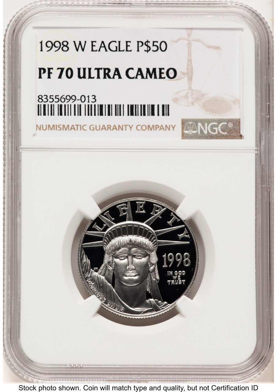 1998-W Proof Platinum Eagle 1/2 oz Brown Label NGC PF70