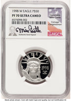 1998-W Proof Platinum Eagle 1/2 oz Mike Castle NGC PF70
